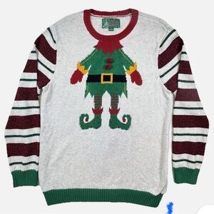 Festive Elf Design Sweater - Green and Red